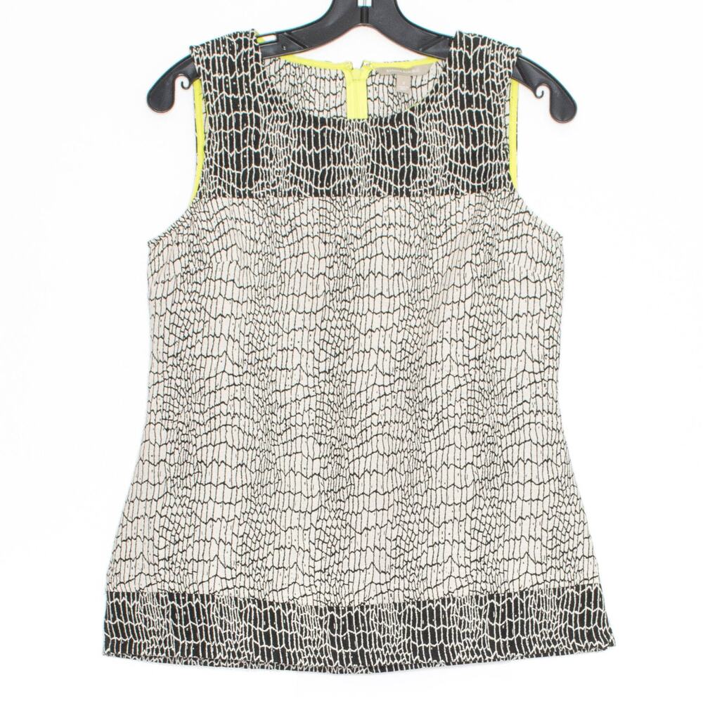 NWT Banana Republic Black White Abstract Sleeveless Top Smart Casual Office Sz 4
